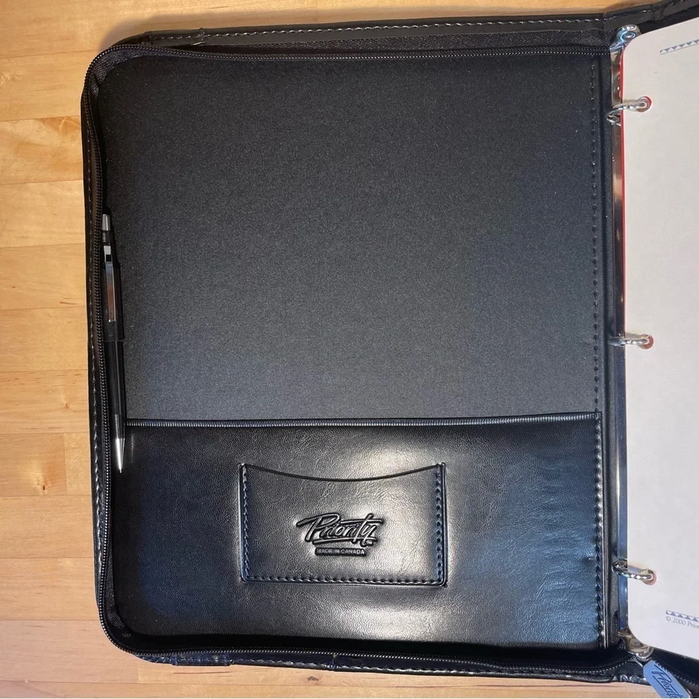 Priority Management Portfolio Zippered Binder Black Made in Canada